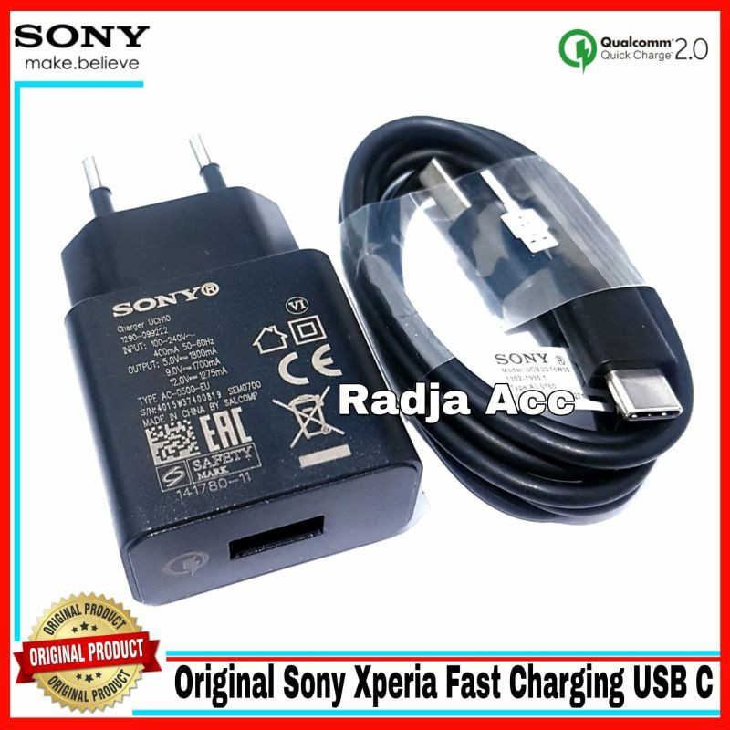 Charger Sony Xperia X Compact Original 100% Fast Charging USB Type C