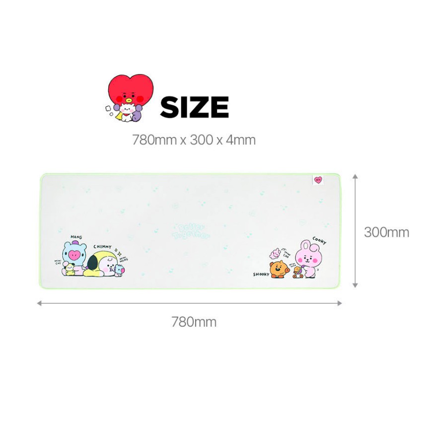 OFFICIAL ONLY - BT21 ROYCHE LITTLE BUDDY LONG MOUSE PAD FOR KEYBOARD OFFICIAL