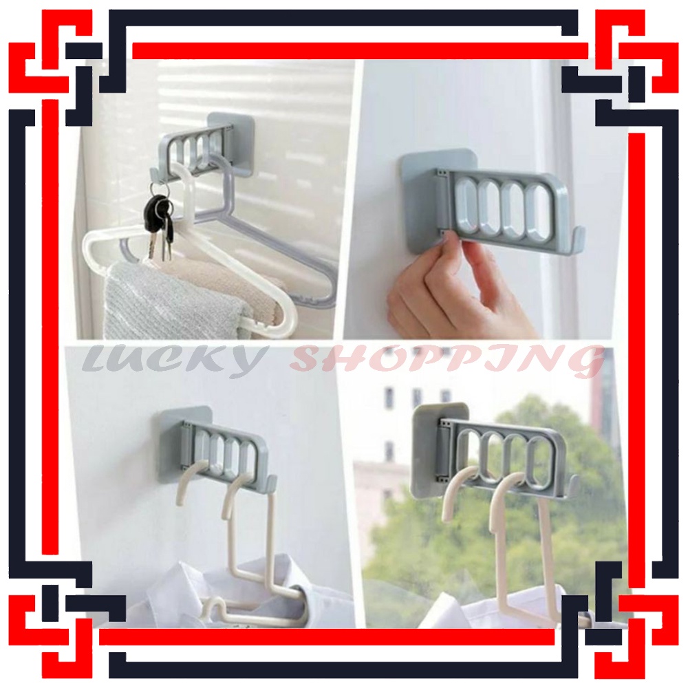 LS Gantungan Tempel Hook Lipat / Gantungan Stand Hanger Jemuran Baju