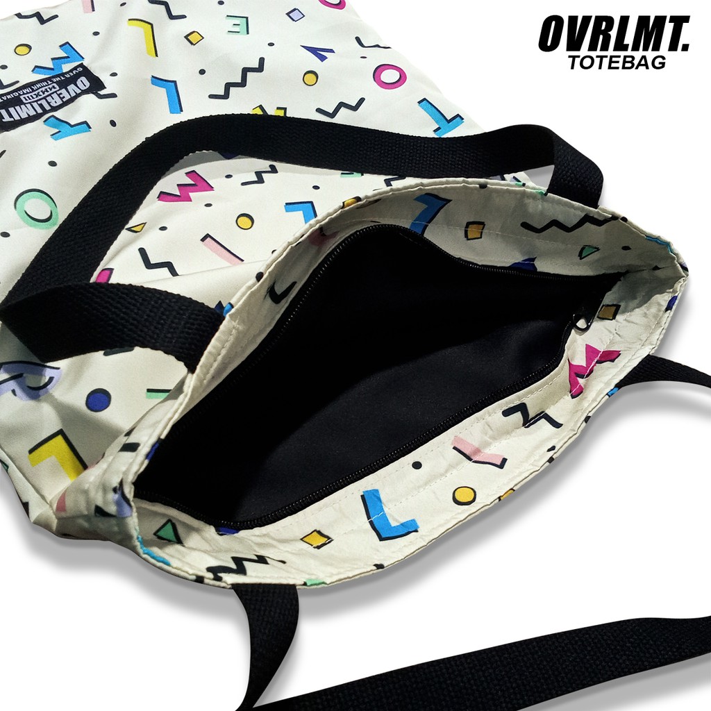Tas Totebag OVERLIMIT Fany Tote Bag Resleting Serba Guna / Totbag Distro Tas Tootbag Casual Tot Bag Motif Bahan Parasut