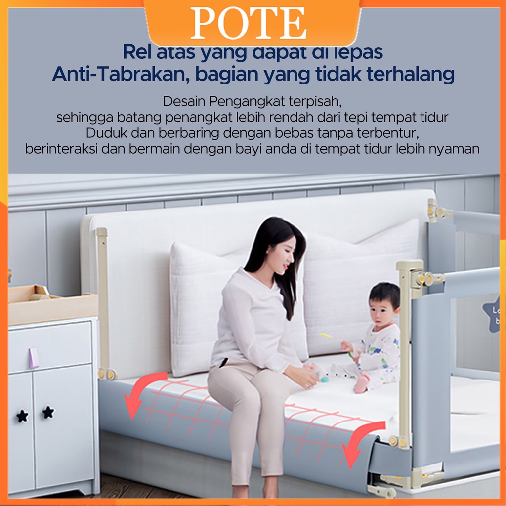 POTE Tempat Tidur Bayi Rel Tempat Tidur Pagar Pengaman Anak Rel Tempat Tidur Bayi Rel Tempat Tidur Pagar Keamanan Pagar ​Tempat Tidur Bayi Penghalang Keamanan