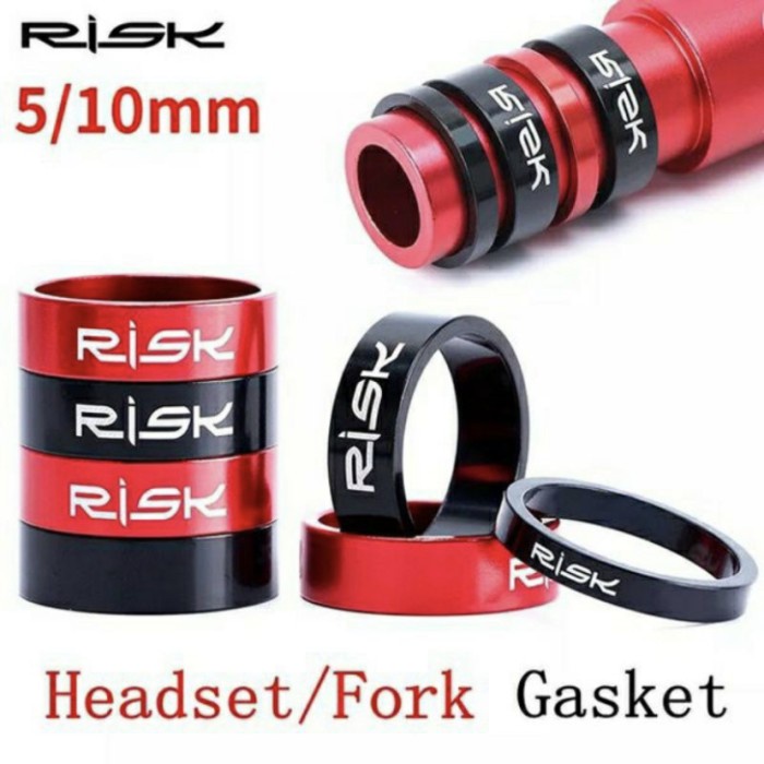 Ring Spacer RISK 5 mm 10 mm Alloy Ring Fork Headset Stem - Hitam 1 cm