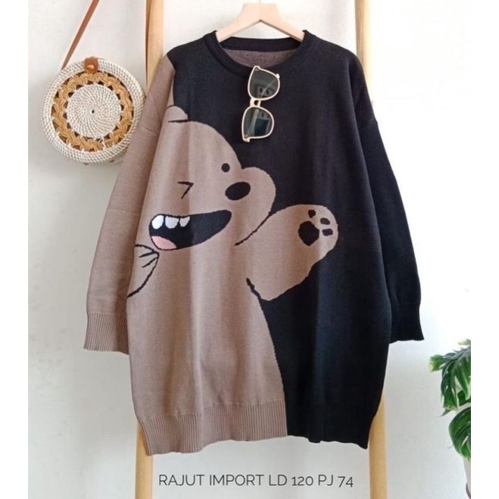 Bear #2 Rajut Jumbo blouse rajut jumbo blouse rajut import blouse jumbo blouse wanita jumbo blouse m