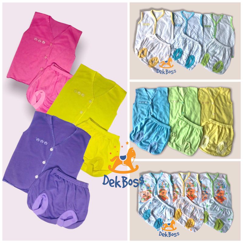 1/2 Lusin (6 Setel) Setelan yukensi bayi Setelan kutung bayi newborn Baju singlet bayi laki laki perempuan Baju buntung bayi newborn lusinan