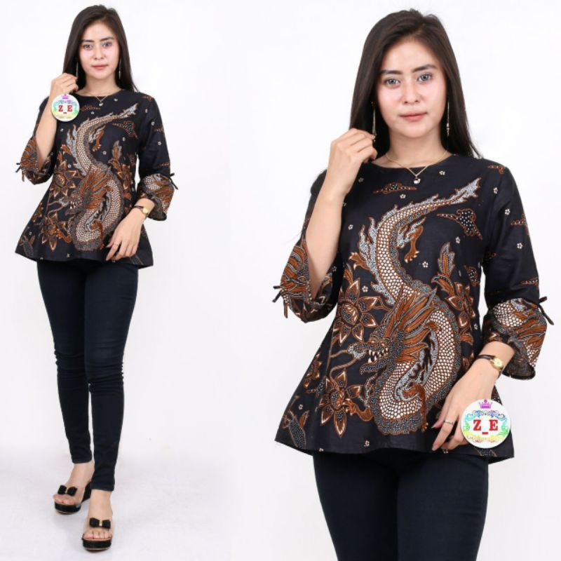 Sania Ruffle Batik Couple Keluarga Ori Jowi Dnt TERMURAH BISA DIPISAH / MOTIF NAGA BESAR SERAGAM BATIK-Blouse