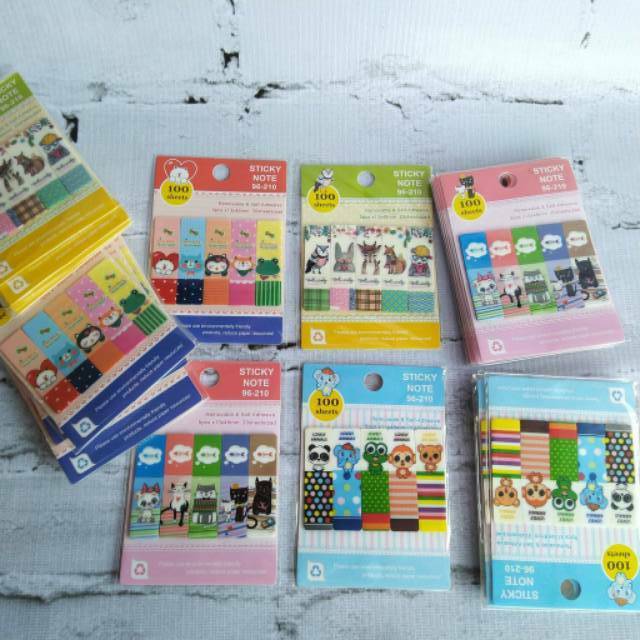 Pembatas Buku Plastik Sticky Notes Stick Note Karakter BTS BT21 KARTUN Lucu Stick Marker Memo