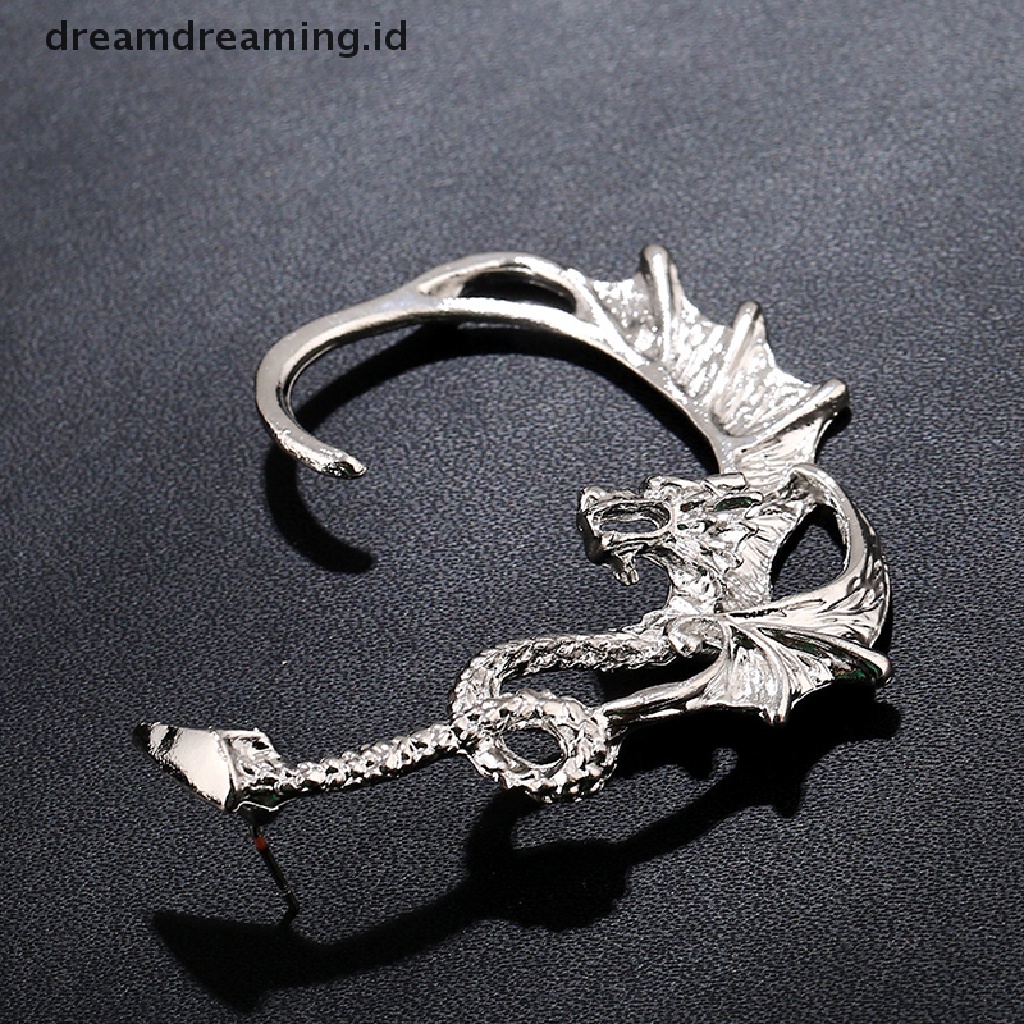 Anting Ear Cuff Bentuk Naga Gaya Retro Gothic Rock Punk Untuk Pria Dan Wanita