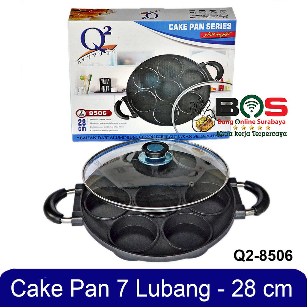 Cetakan Kue Lumpur 7 Lubang Datar Anti Lengket Tutup Kaca Q2-8506 Q2 8506