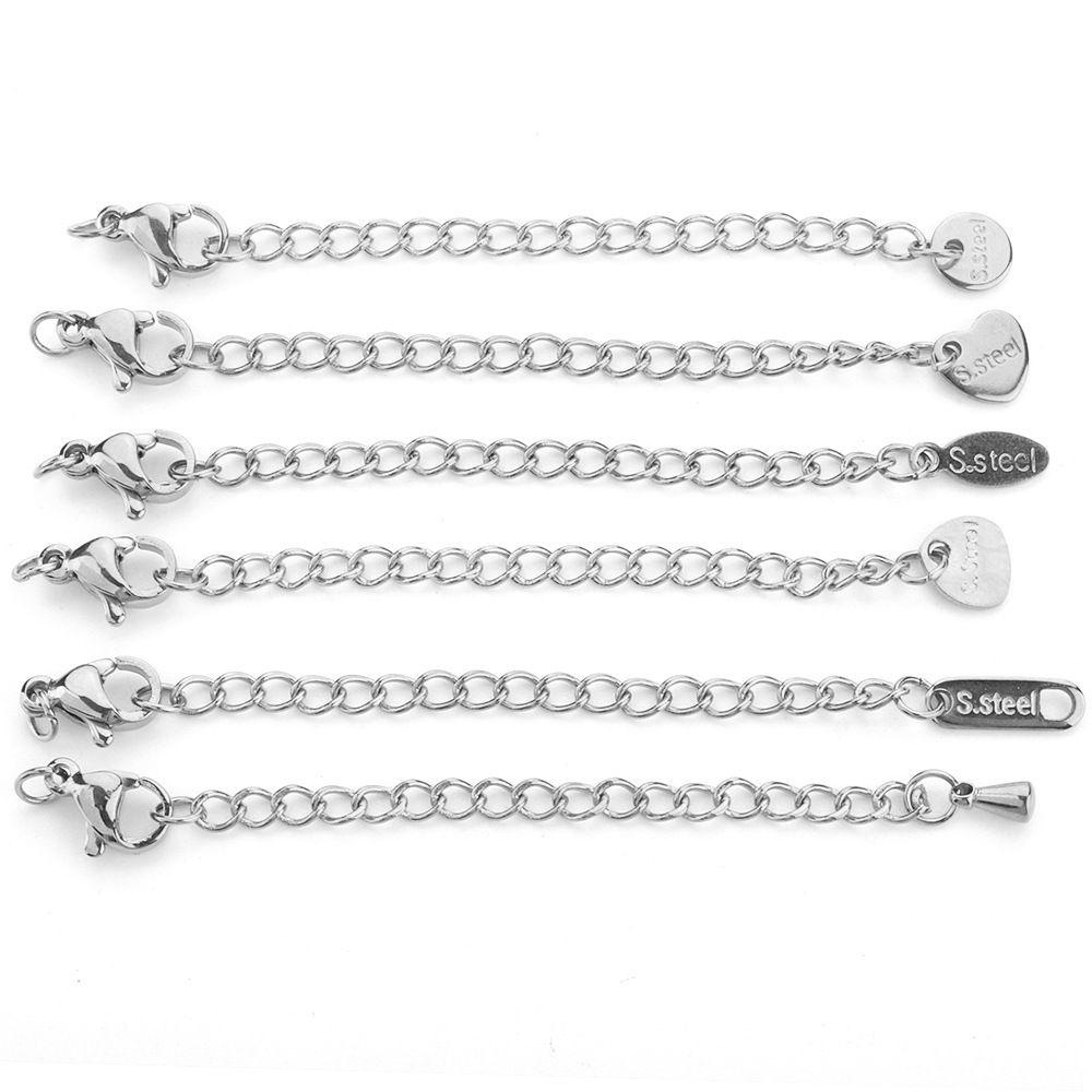 Needway Dipanjangkan Ekor Rantai Gelang Aksesoris Trendi 10 Pcs /set Kalung Gelang Stainless Steel Putar Gesper DIY Perhiasan Aksesoris DIY Membuat Perhiasan Temuan