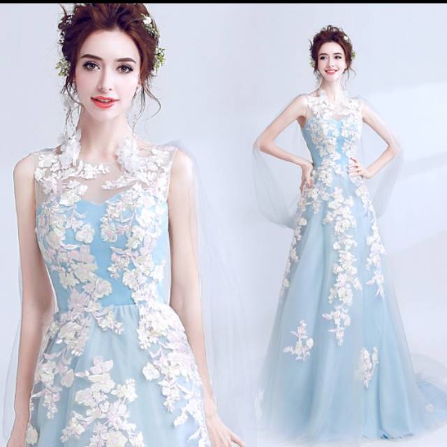 dress pengantin baby blue