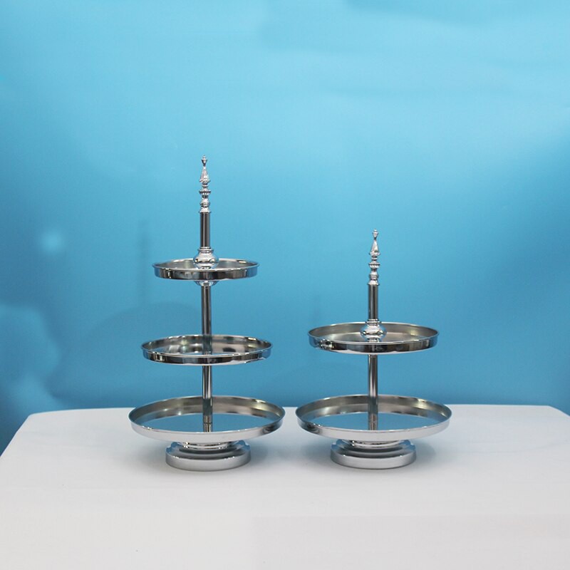 2tiers & 3 tiers silver cake stand mirrored surface