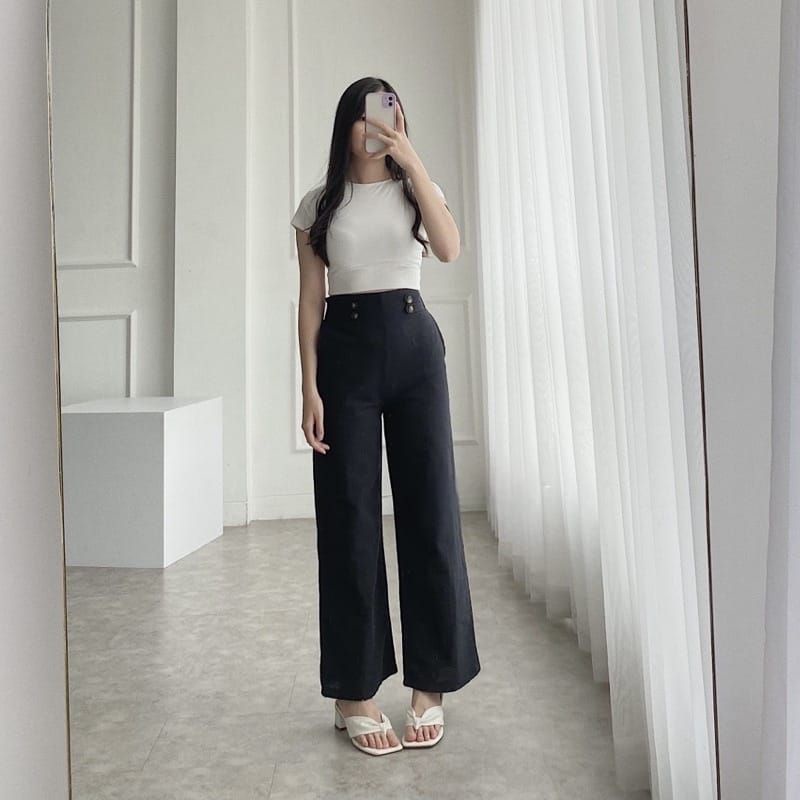 CELANA KULOT WANITA HIGHWAIST DOUBLE BUTTON