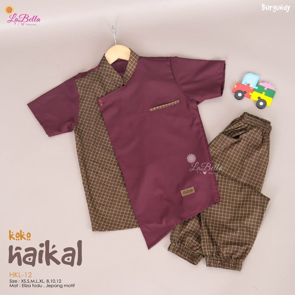 Labella Haikal Burgudi Baju Koko Anak Muslim Merah Setelan Celana  umur 2 Tahun 10 - 11 Tahun