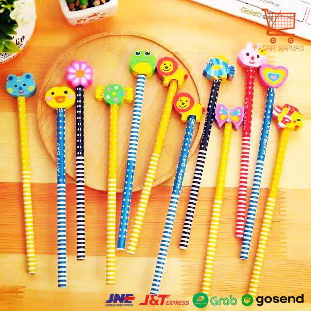 

[ COD ] Pensil penghapus set / pensil kayu bonus penghapus / eraser pencil set import murah
