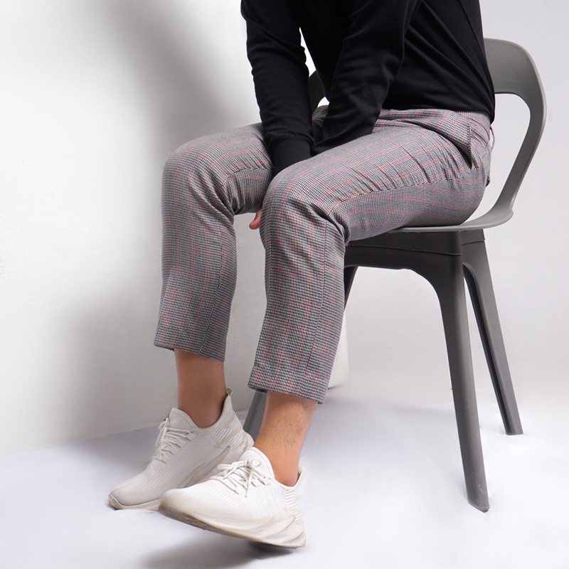 Celana Panjang Pria kotak-kotak Tartan Premium - Ankle pants