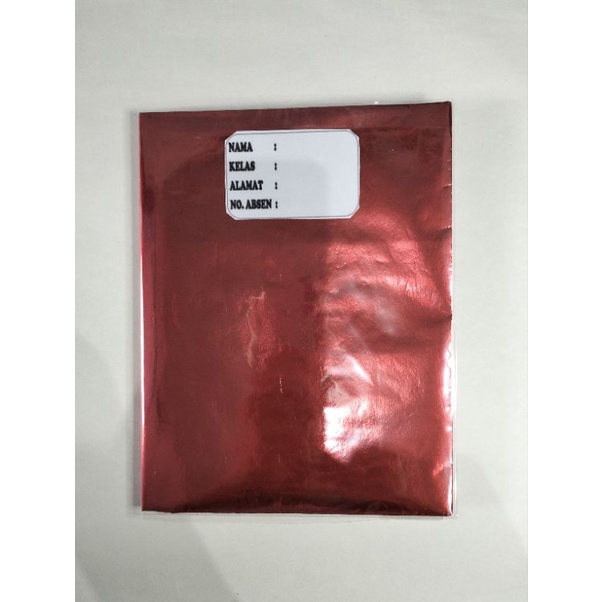 BUKU TULIS BERSAMPUL GILAP/METALIK MERAH + BERSAMPUL PLASTIK