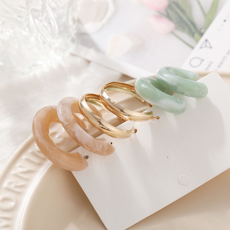 5 Pcs/Set Fashion Warna Akrilik Anting Tusuk Aksesoris Wanita