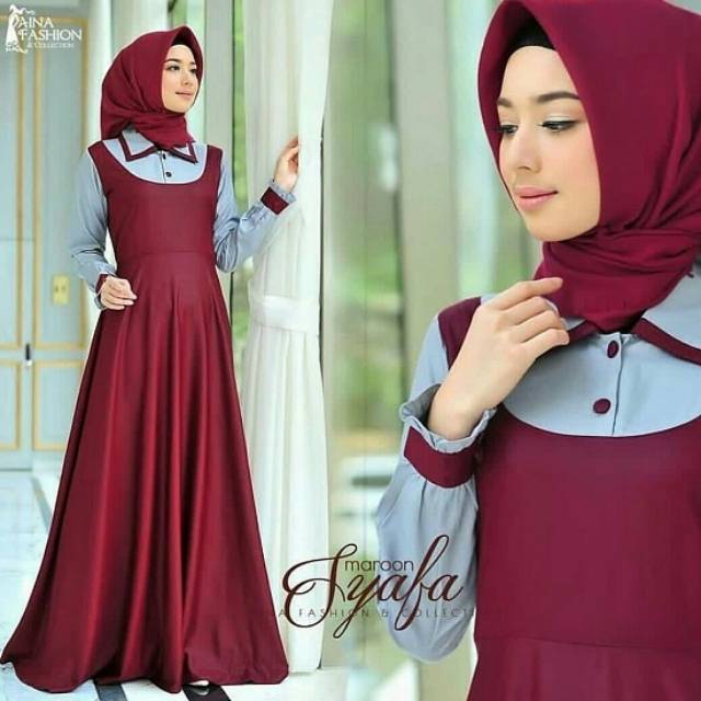 SYAFA MAXI, Maxi dress, dress pesta dress kondangan, dress muslim, gaun muslim, kekinian dress, ootd