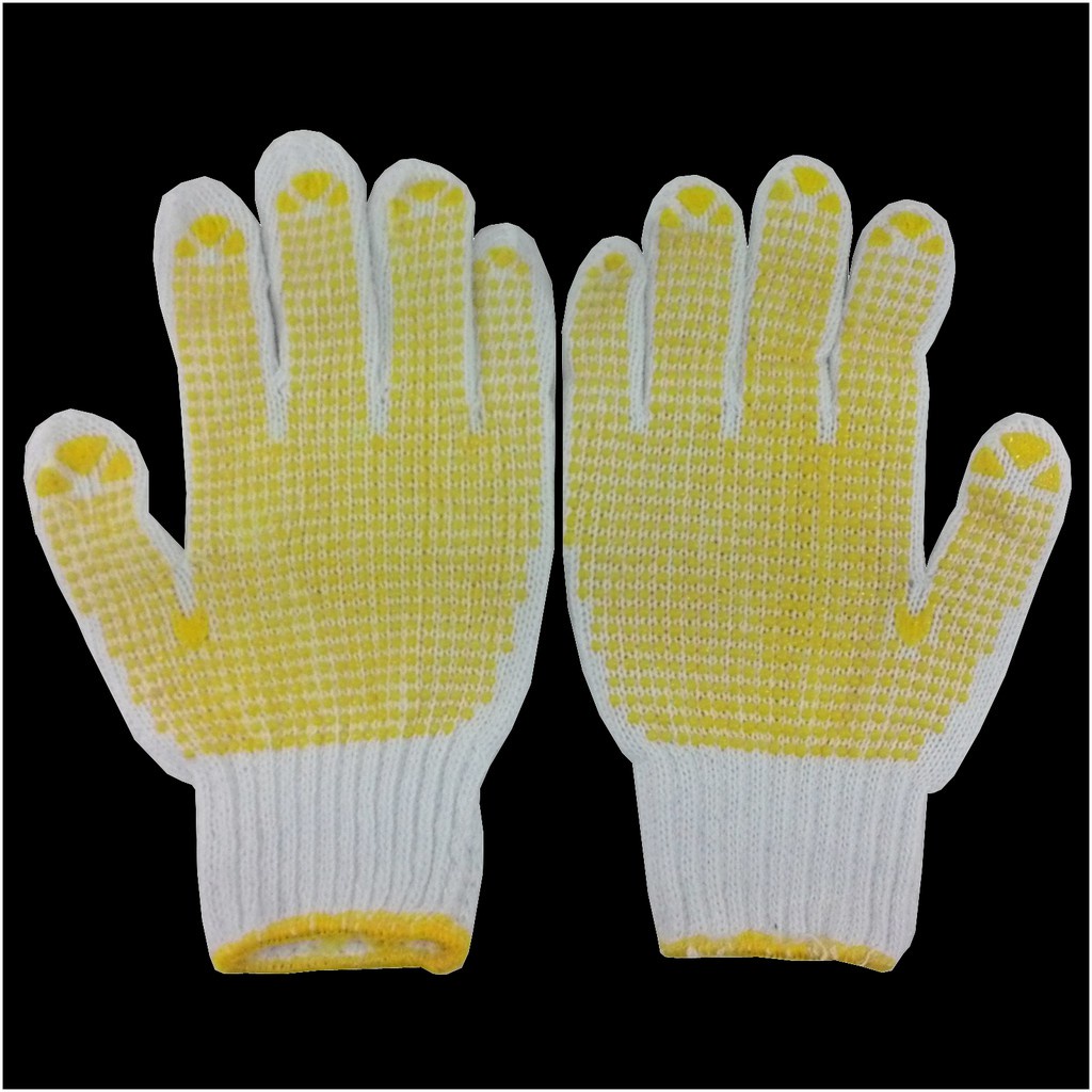 (B203) Sarung Tangan Katun Bintik Karet / Sarung Tangan Polkadot / Safety Gloves Dotting