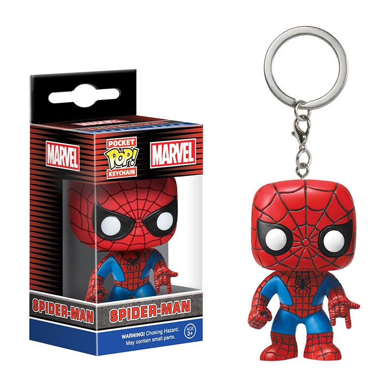 Funko POP Gantungan Kunci Action Figure Avengers Spider Man Groot Black Panther Bahan PVC