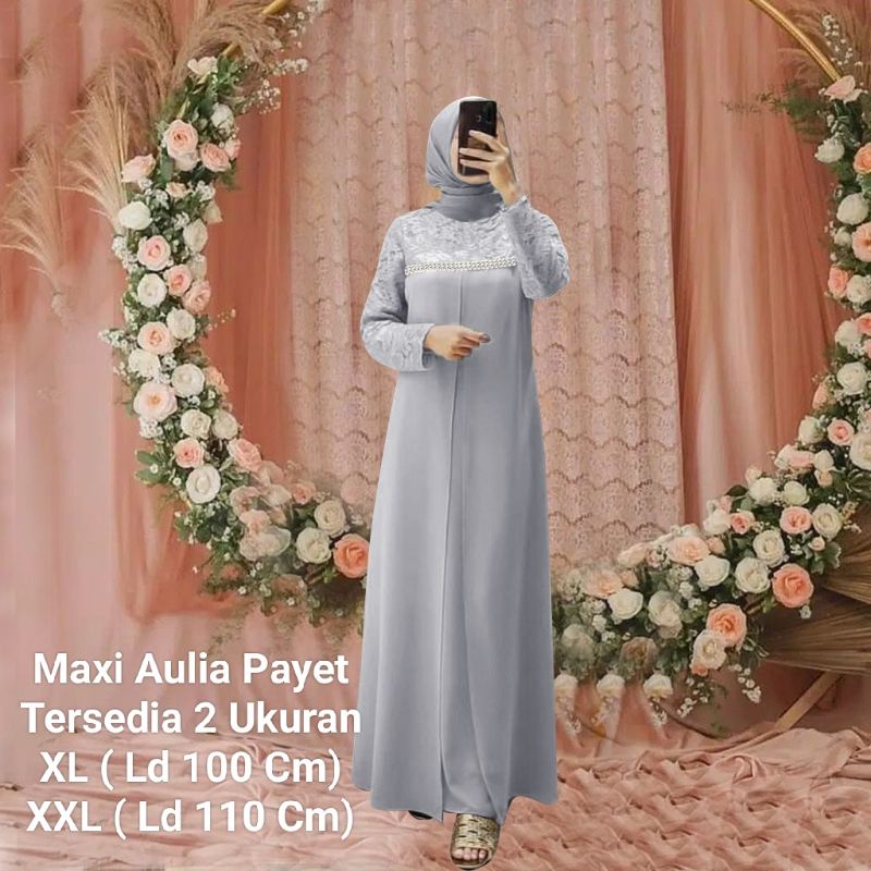 COD✔️PROMO PRODUK TERBARU✅MAXI AULIA PAYET/ MATT MOSCREPE MIX BROKAT/2 UKURAN XL-XXL/BUSANA GAMIS WANITA/PAKAIAN MUSLIM WANITA/GOOD QUALITY