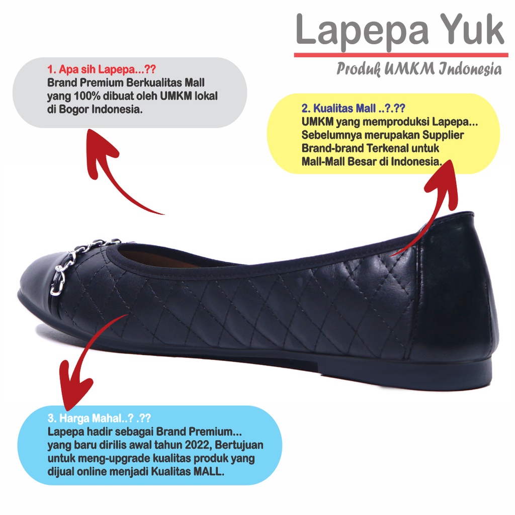 LAPEPA YUK - Sepatu Flat Shoes Wanita ZALFA ALL COLOR Untuk Kerja kantor Spatu Flatshoes Cewek Kuliahan Jalan Santai Casual Empuk Nyaman Slop Lancip Warna Black Hitam mocca Coksu Selop Premium Original Kekinian Terbaru Shoes ORI Mall Official Store