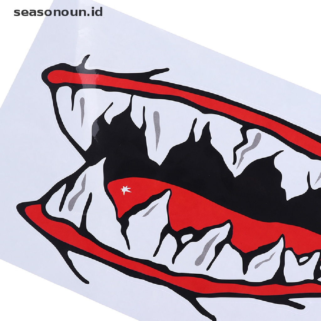 2 Pcs Stiker Gigi Hiu Bahan Vinyl Tahan Air Untuk Dekorasi Perahu Kayak