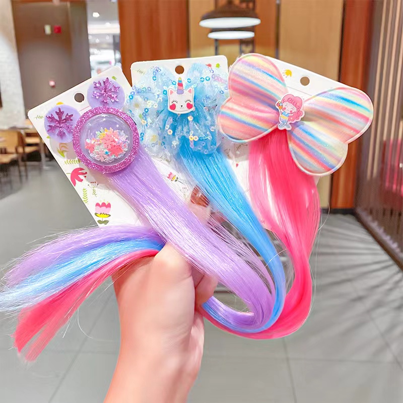 Jepit Rambut Unicorn Frozen Model Rambut Palsu Wig Anak Perempuan Motif Baru