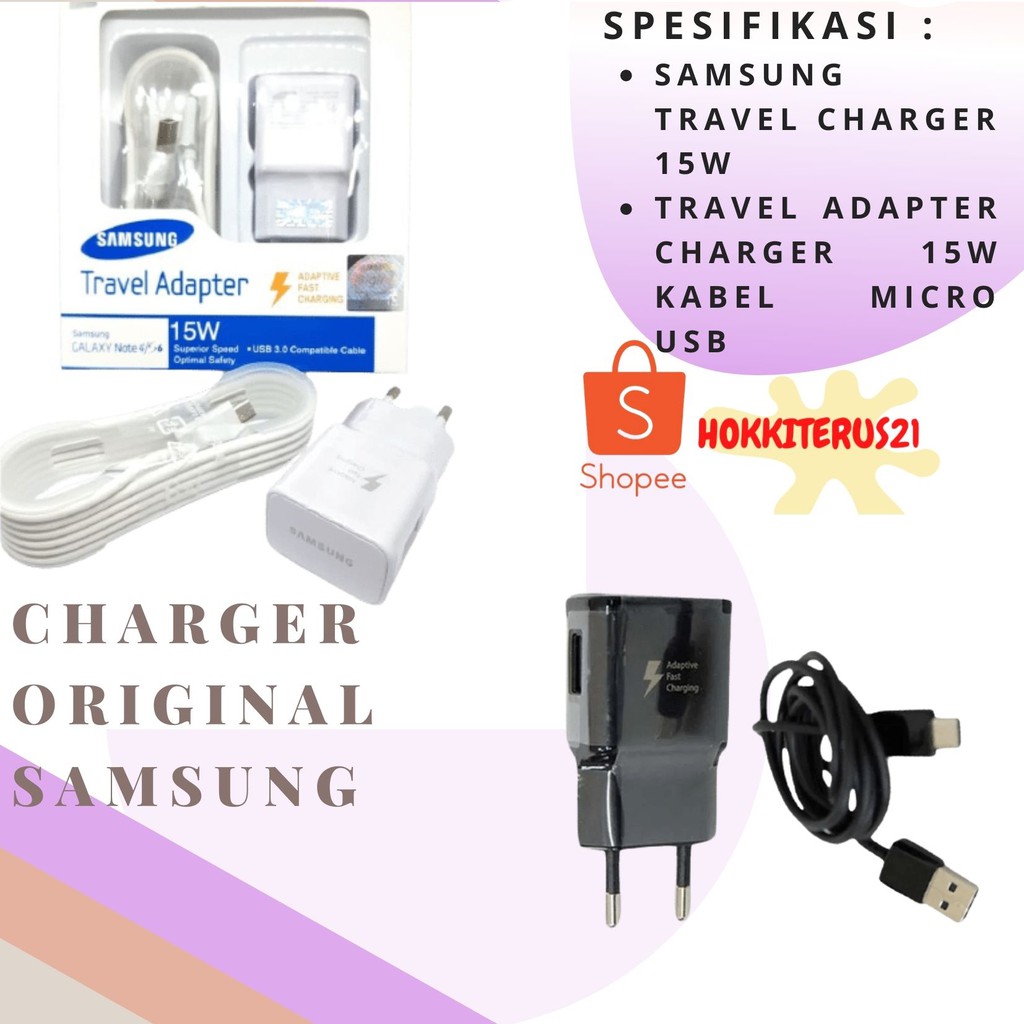 hokkiterus21 Batok Charger travel adapter 15w original 3.0 fast charging kabel cable micro Hitam
