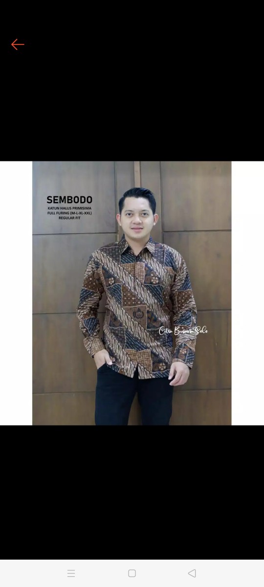 Sembodo Kemeja Batik Pria Full Furing Bahan Katun Primisima