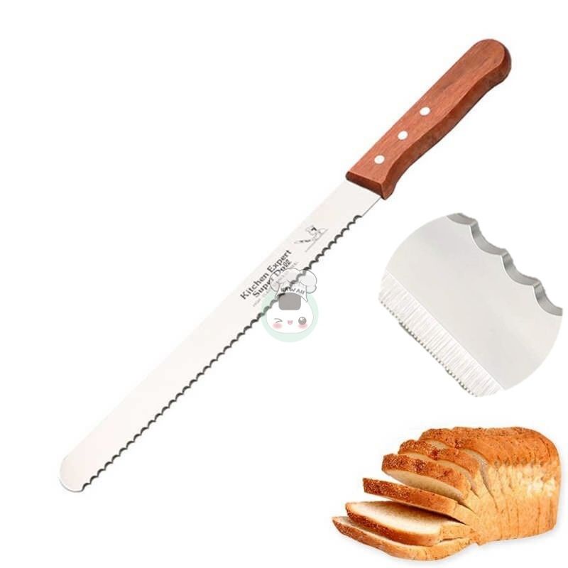 Bread Knife Double Sided 10 Inch Pisau Roti Pisau Dapur Pisau Kue Wedding Ulang Tahun Peralatan