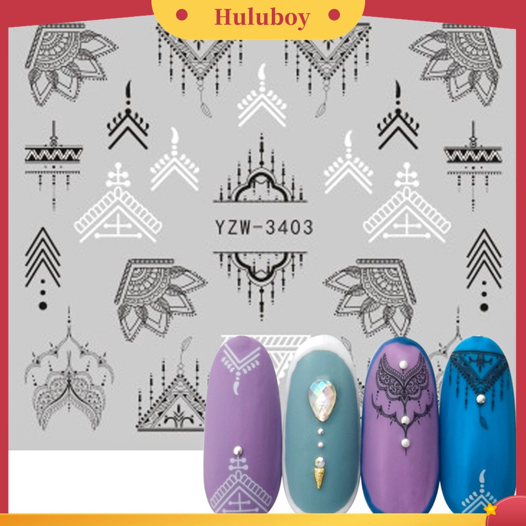 Huluboy Huluboy♡ Stiker Kuku Motif Geometri Warna-Warni Untuk Nail Art