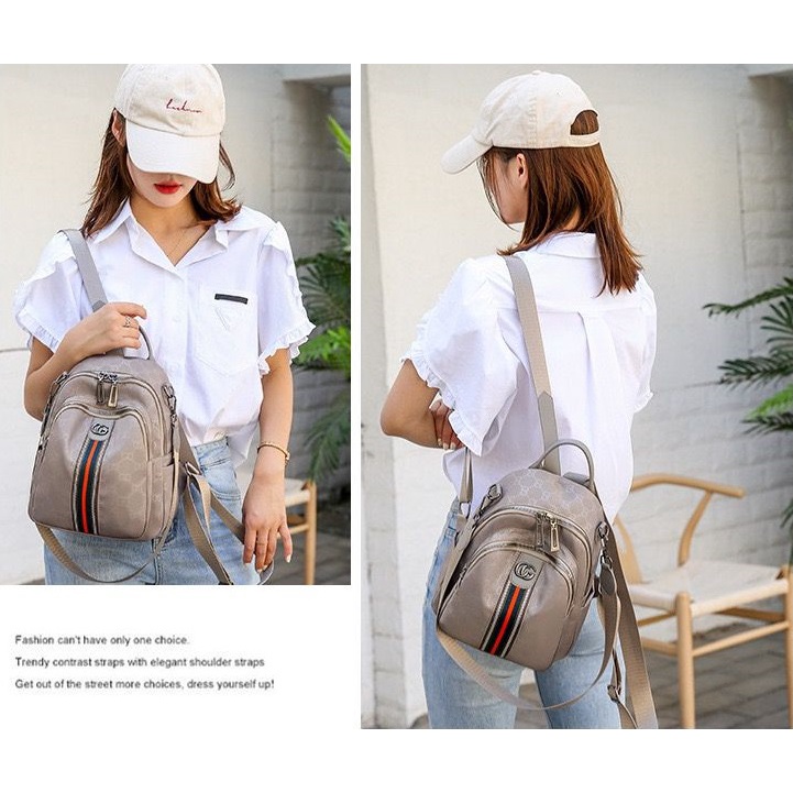 BJ42907 - BLACK/KHAKI - TAS RANSEL PUNGGUNG SALE UNDER 100K BACKPACK SEKOLAH TAS WANITA FASHION IMPORT MODIS ELEGAN TERMURAH TERLARIS TERBARU BAGSTORE JAKARTA TAS BATAM BQ2907 ELJ6140 JT9954