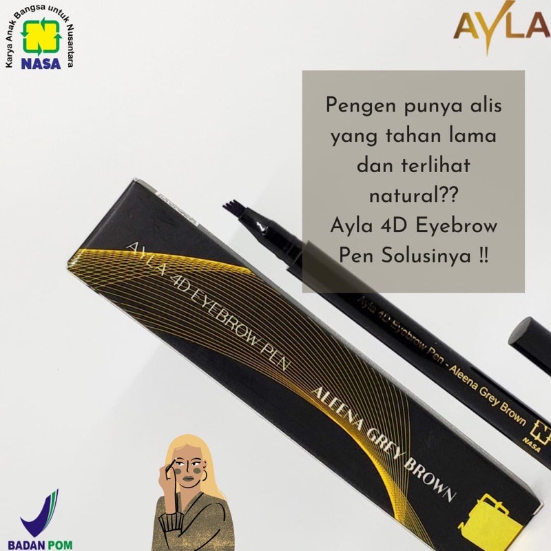 AYLA 4D EYEBROW PEN (AEENA/ALEENA)/PENSIL ALIS NASA/PENSIL ALIS 4D/PENSIL ALIS WATERPROF