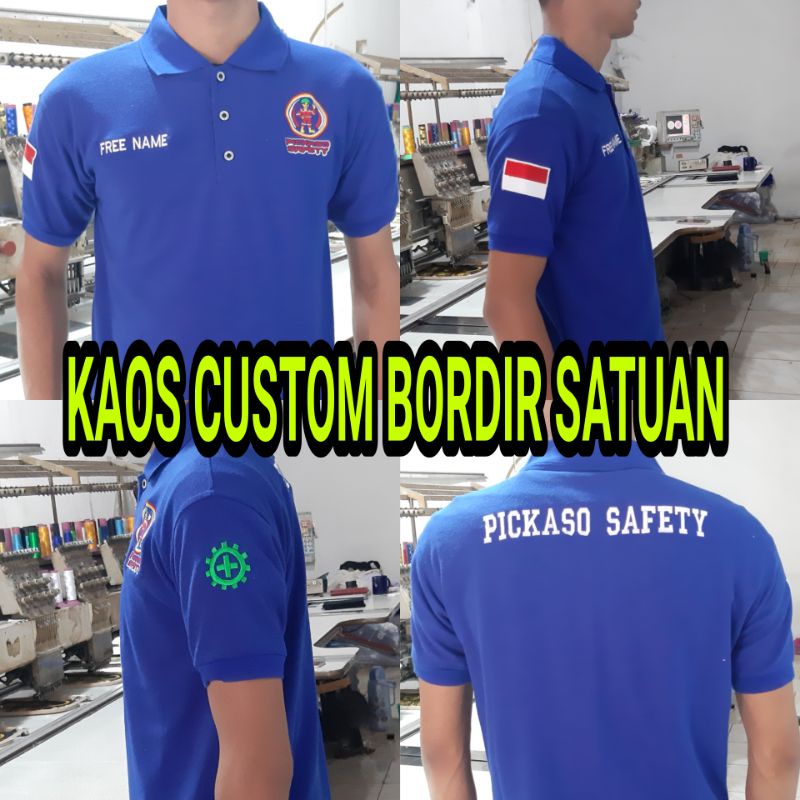 Polo Shirt Bordir Komputer / Seragam Murah / Polo Shirt Custom / Kaos Kerah bordir satuan / kaos bor
