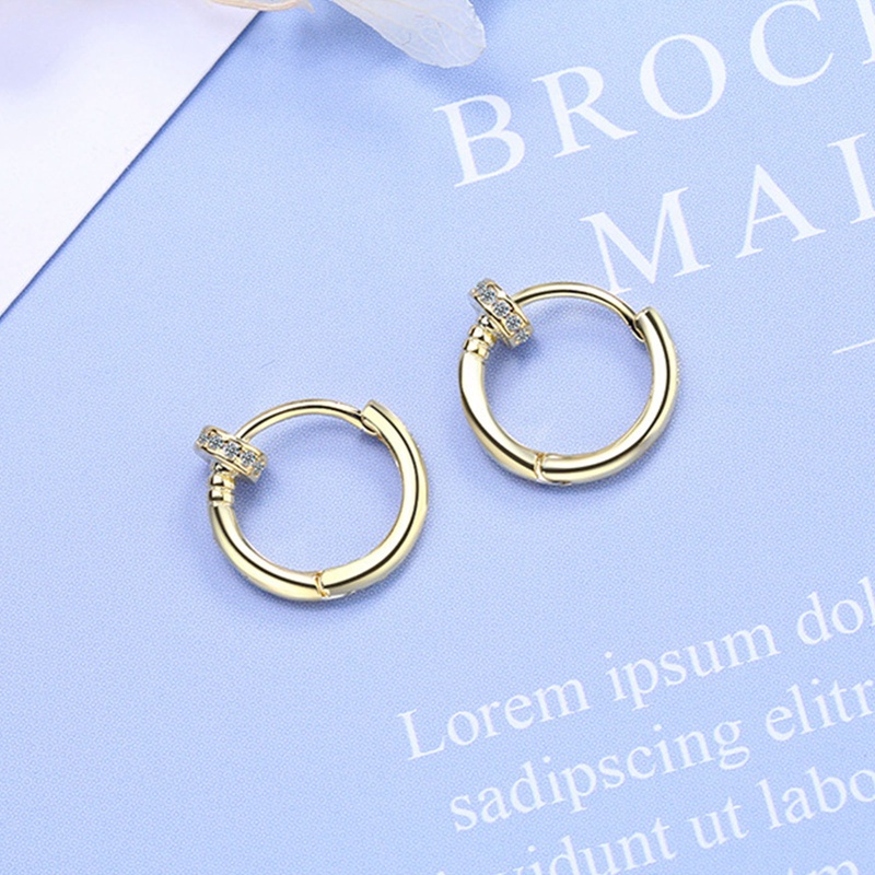 Anting Hoop Stud Bahan 925 Sterling Silver Untuk Unisex