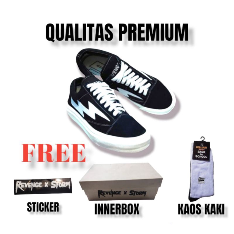 SEPATU REVENG X STR0M BLACK WHITE OG SEPATU SNEAKERS IMPORT SNEAKERS PRIA SNEAKERS WANITA