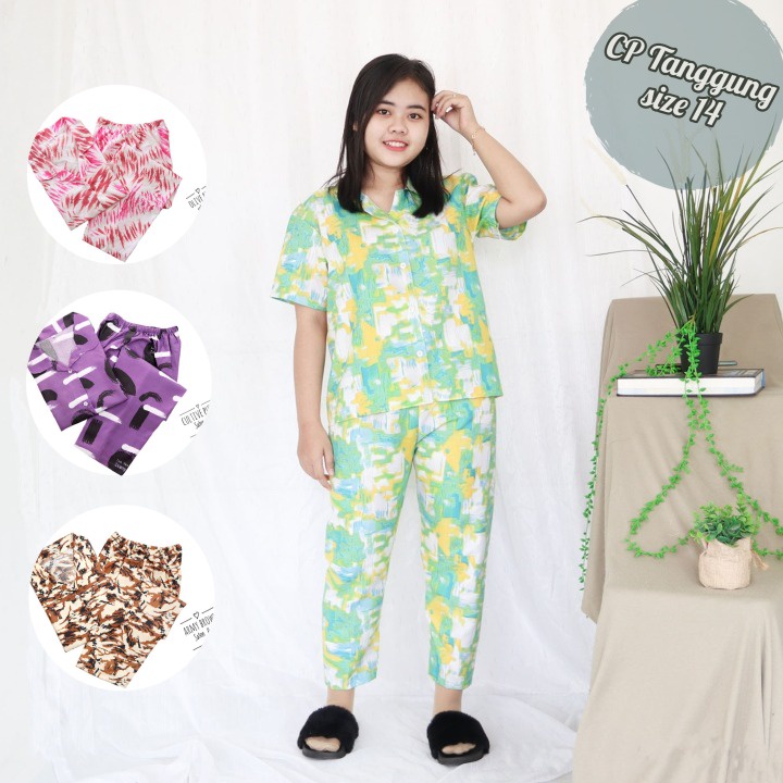 IZANY Piyama Anak / CP anak Junior Umur  9 - 10 thn Saten Apple Banyak Motif