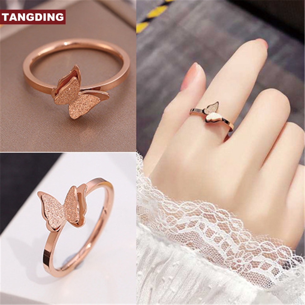 【COD Tangding】Simple Butterfly Index Finger Ring Female Fashion Decorative Ring Ornaments