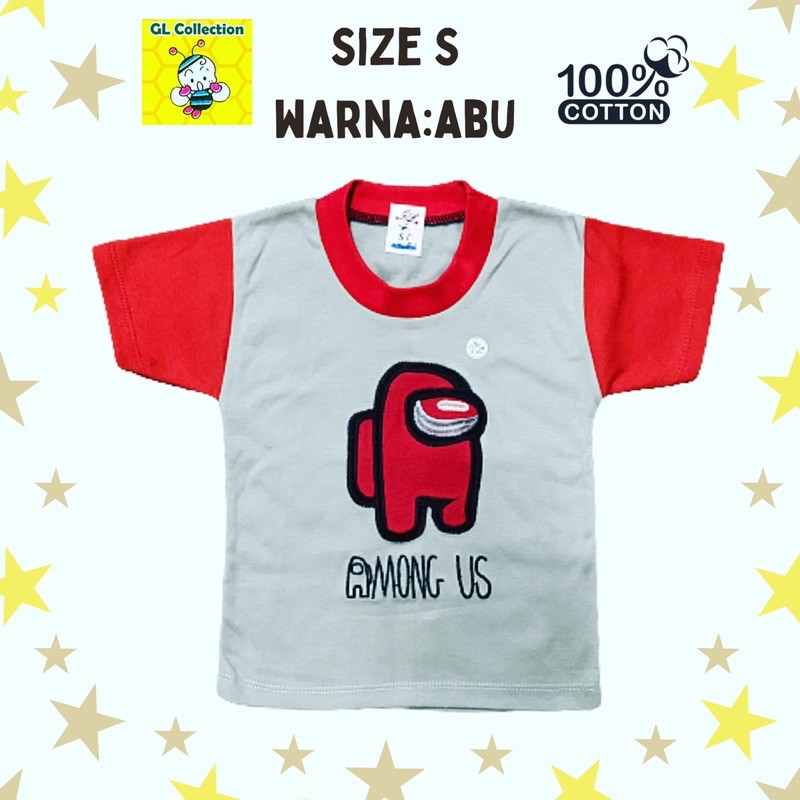 OBRAL! KAOS PENDEK ANAK AMONG US SIZE S ALL SIZE 6-12 BULAN 100%KATUN