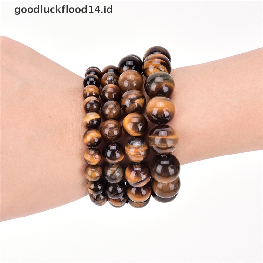 [OOID] Natural Tiger Eye Stone Lucky Bless Beads Men Woman Jewelry Bracelet Bangle Chic ID