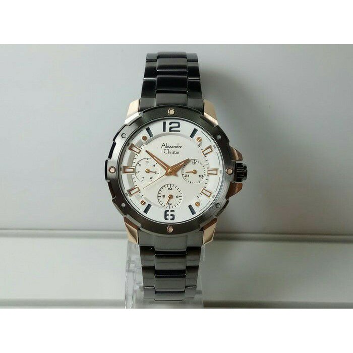 JAM TANGAN WANITA ALEXANDRE CHRISTIE AC 6410 BLACK SOFT ROSEGOLD ORIGINAL GARANSI RESMI 1 TAHUN