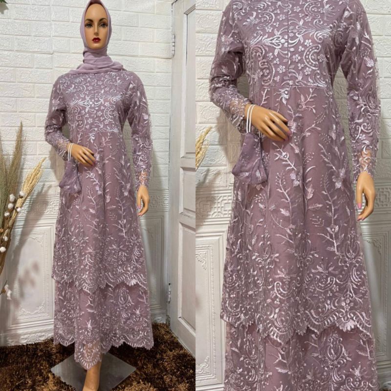 Produk original gamis tingkat melayu//gamis tulle tingkat//gamis lebaran//gamis lamaran