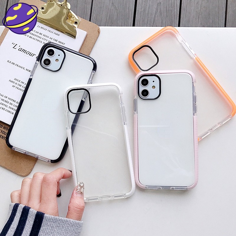 Kasus Telepon transparan iPhone 11 Pro Max XR XS Max SE2 i6 7 8 Ditambah Shockproof TPU Silicone Case