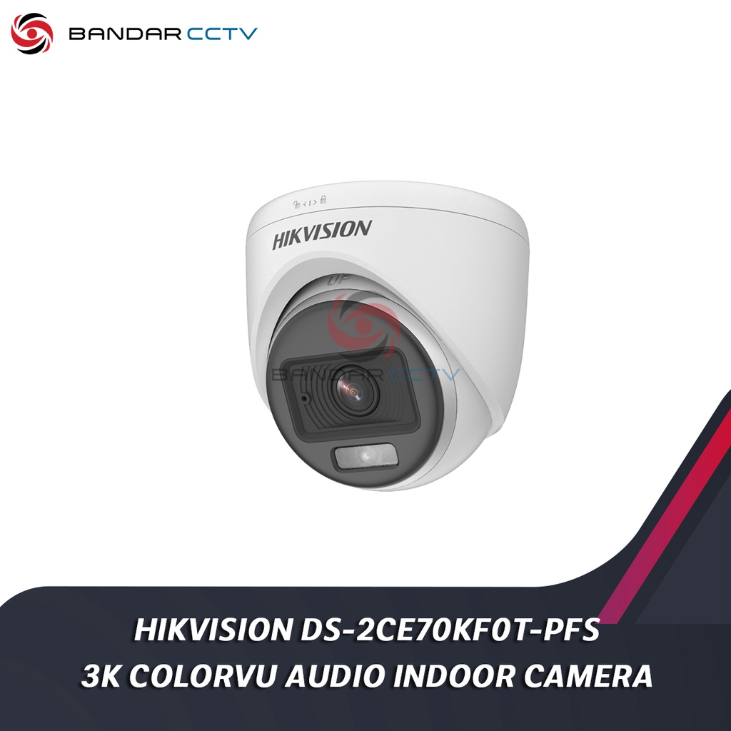 Hikvision DS 2CE70KF0T PFS 3K ColorVu Audio Fixed Turret Indoor Camera