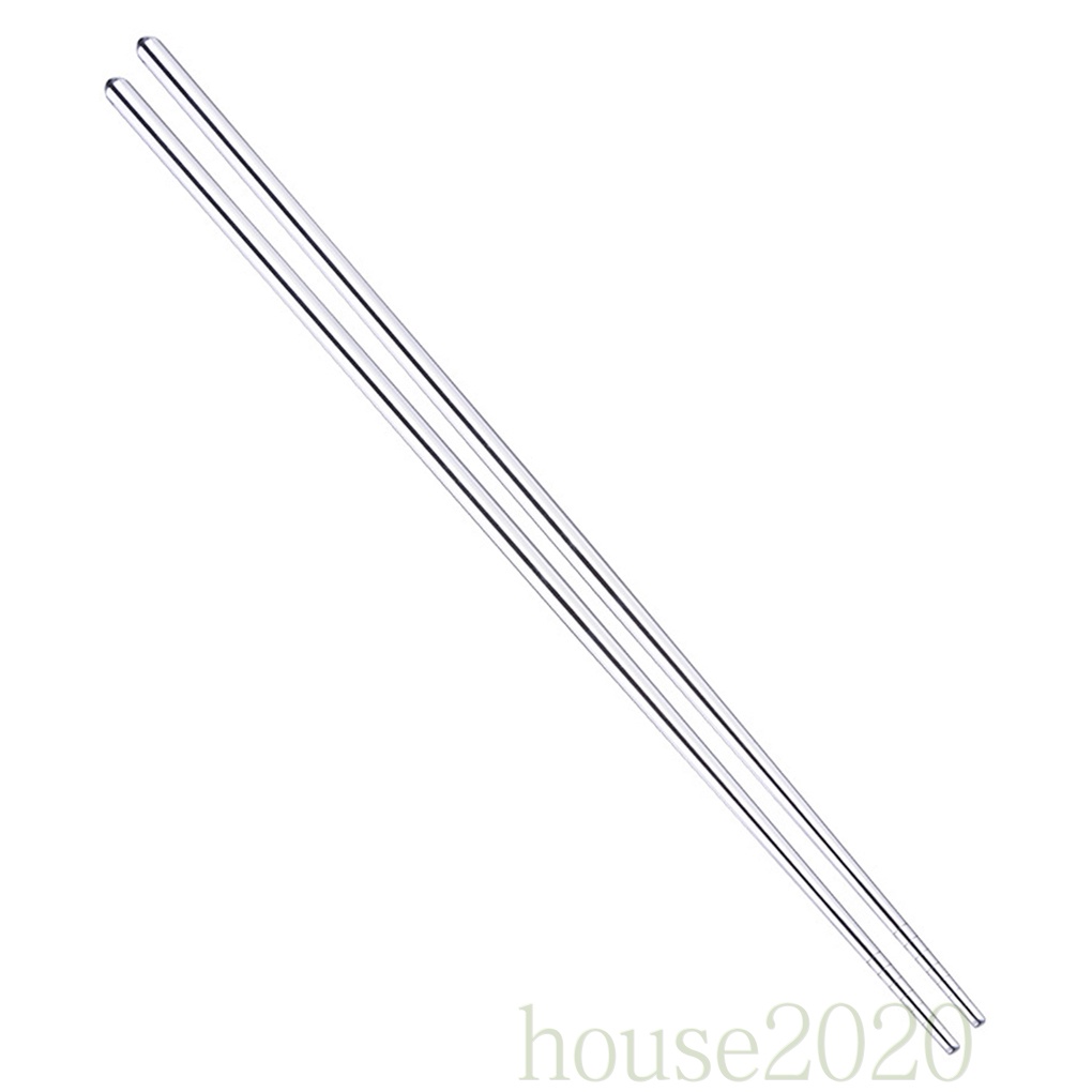 [house2020]1 Pair Stainless Steel Solid Long 36cm Chopsticks Reusable Handheld Kitchen Non-slip Cooking Tool