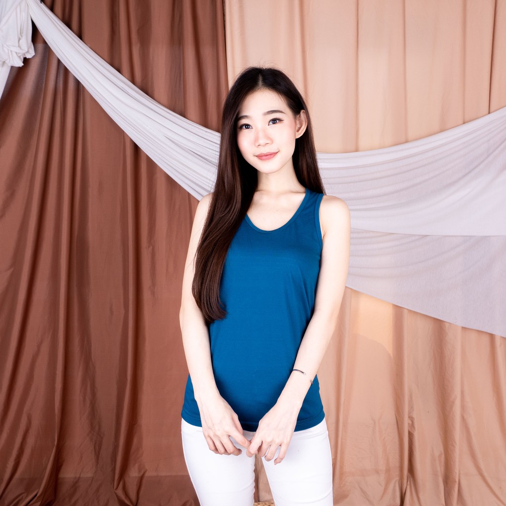 BEE - Tangtop premium Wanita / Tanktop ESSEN / Tank Top Tali BESAR / Singlet Wanita Exxen-HIJAU TOSCA