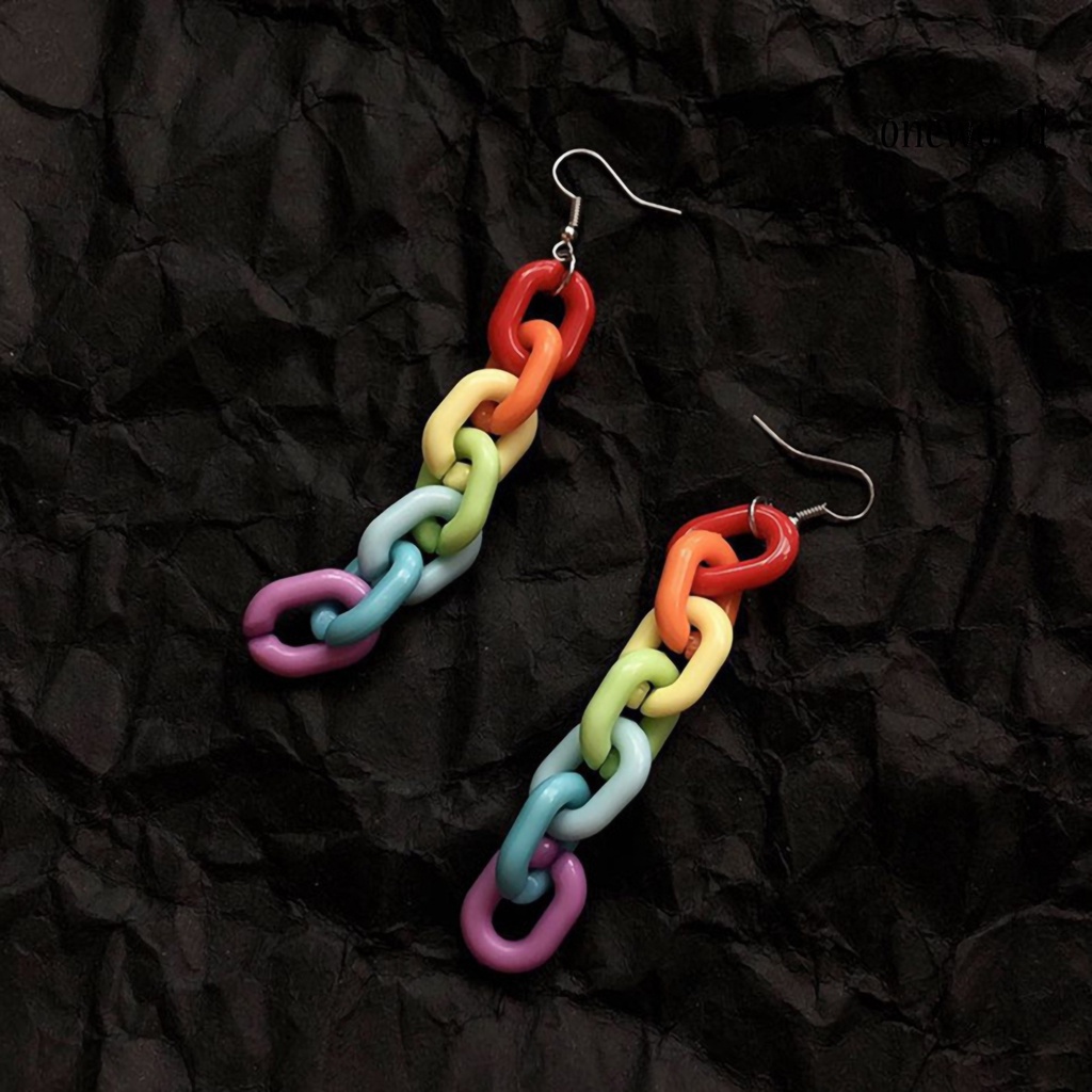 OW# Ear Hook Candy Color Creative Acrylic Long Dangle Stylish Ear Pendant for Party