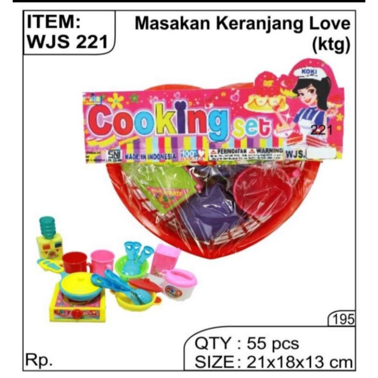 WJS 221 - Mainan Masak Masakan Keranjang Bentuk Love Warna Cerah WJS221