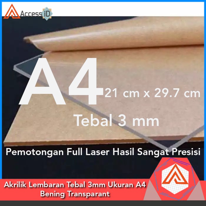 

Akrilik Lembaran Tebal 3mm Ukuran A4 Bening Transparant